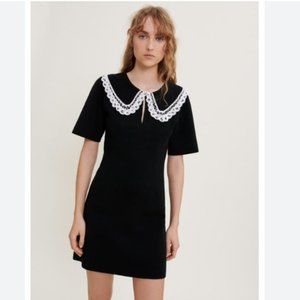 Maje knitted dress with large contrast collar